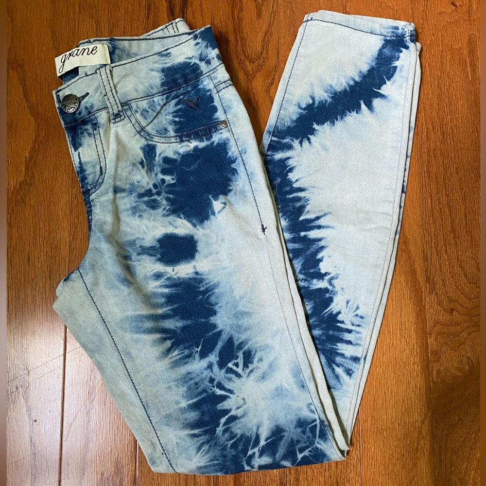 Grane Blue Tie-Dye Skinny Jeans